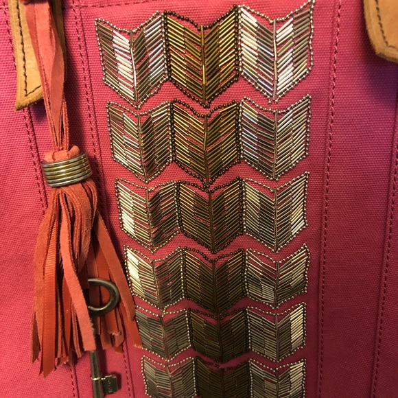 NWOT JESSE Fossil Canvas Bling Tote Bag - Picture 3 of 7